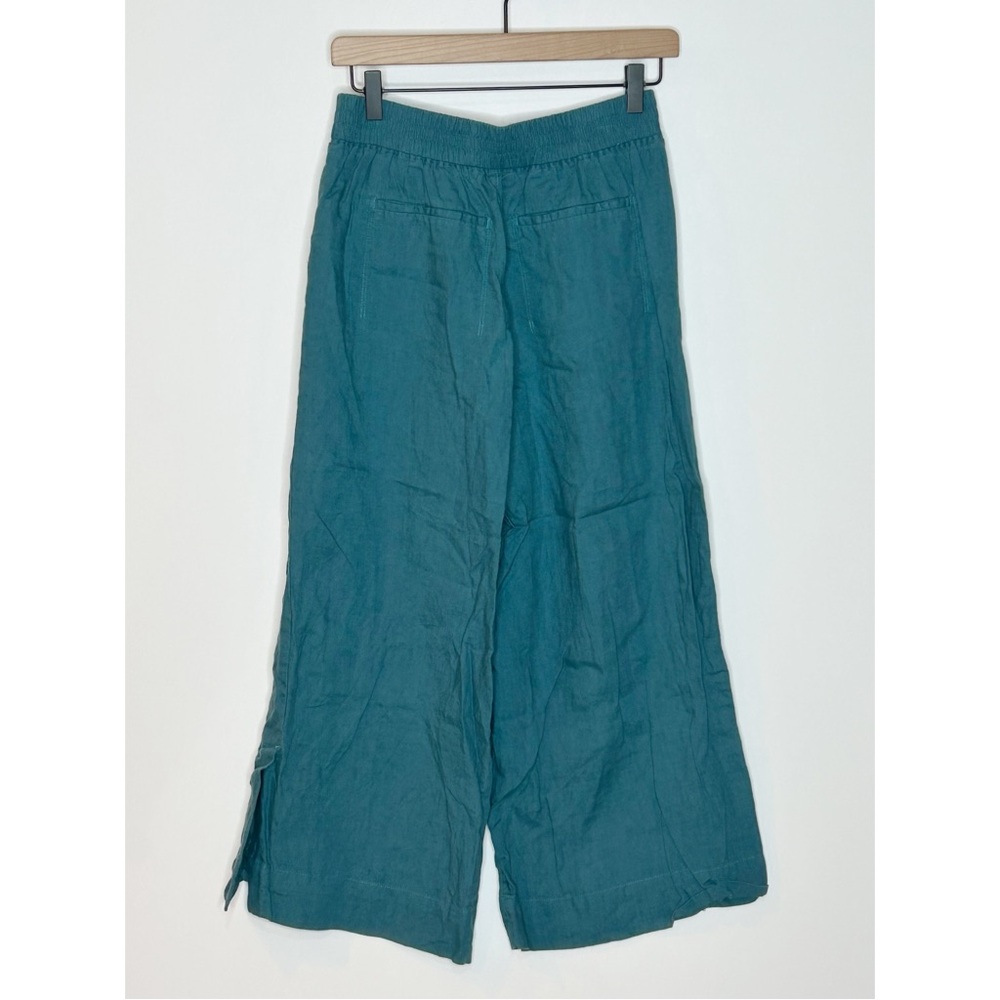 Athleta Playa Linen Wide Leg Crop Borealis Green Teal Size 4 - Picture 5 of 15